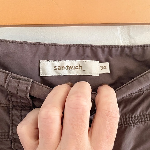 Vintage Anthropologie x Sandwich_ Y2K Cargo pants Brown Pockets 100% cotton 34 - Picture 6 of 13